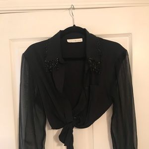 Sheer Sleeve Crop Top